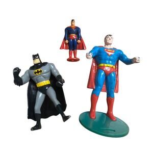 Batman Superman Figure Lot DC Comics Vintage 1996 Toy Set 3 Figures Preowned